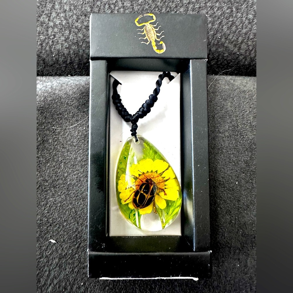 Necklace Pendant Spotted Leaf Beetle Slider cord pear shape NWT​
